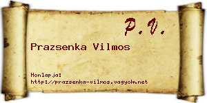 Prazsenka Vilmos névjegykártya